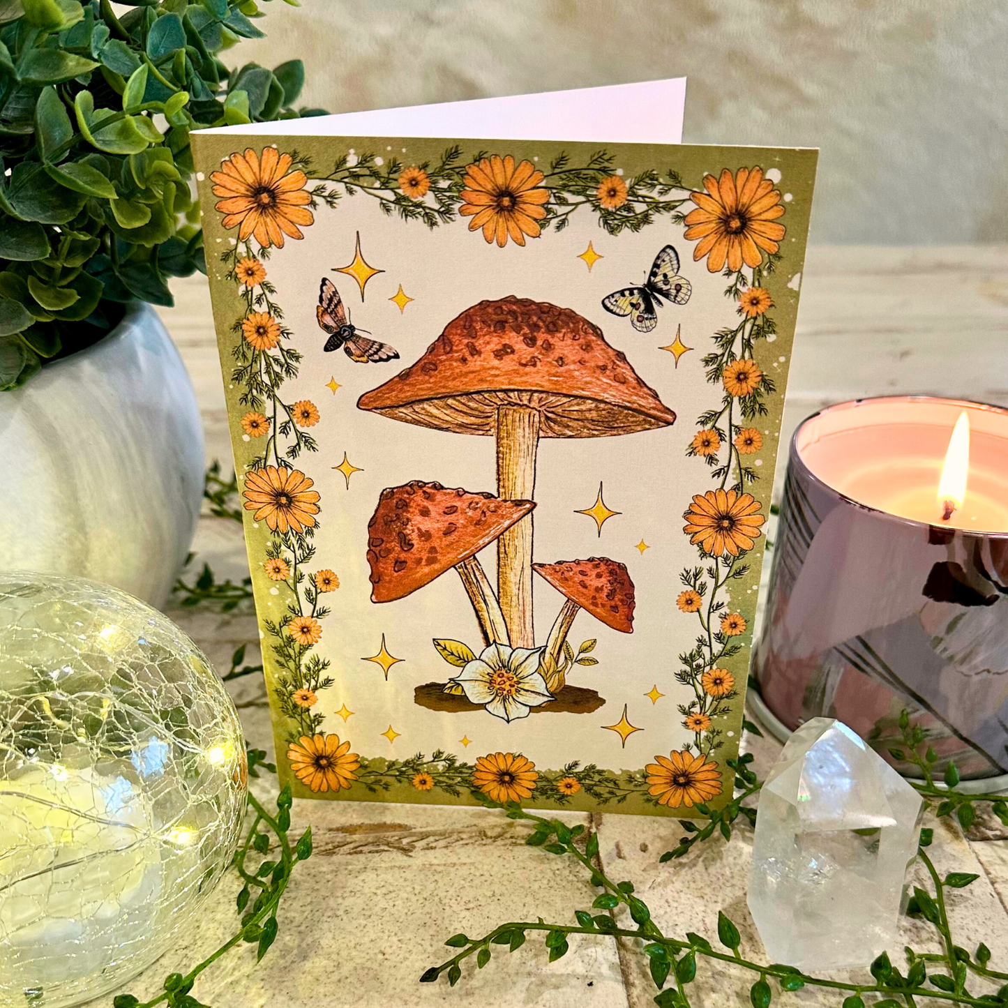 Red Mushrooms Blank Greeting Card
