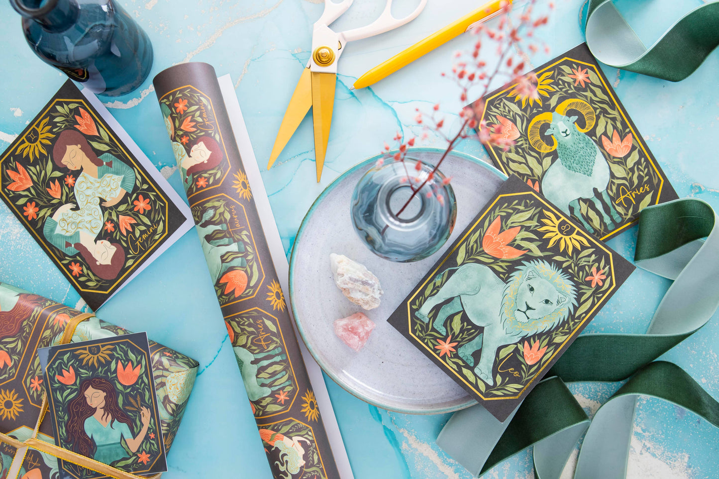Zodiac Garden Astrology Wrapping Paper Roll