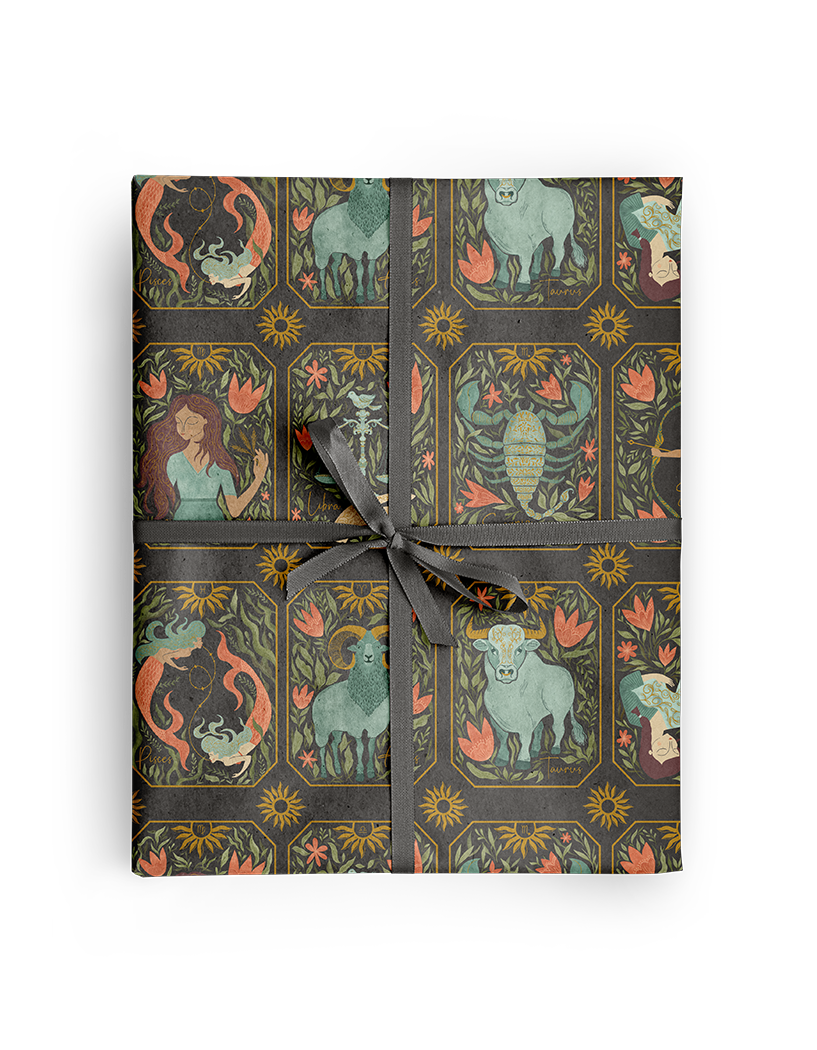 Zodiac Garden Astrology Wrapping Paper Roll