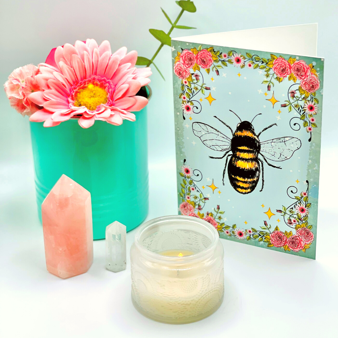 Blue Bee Blank Greeting Card