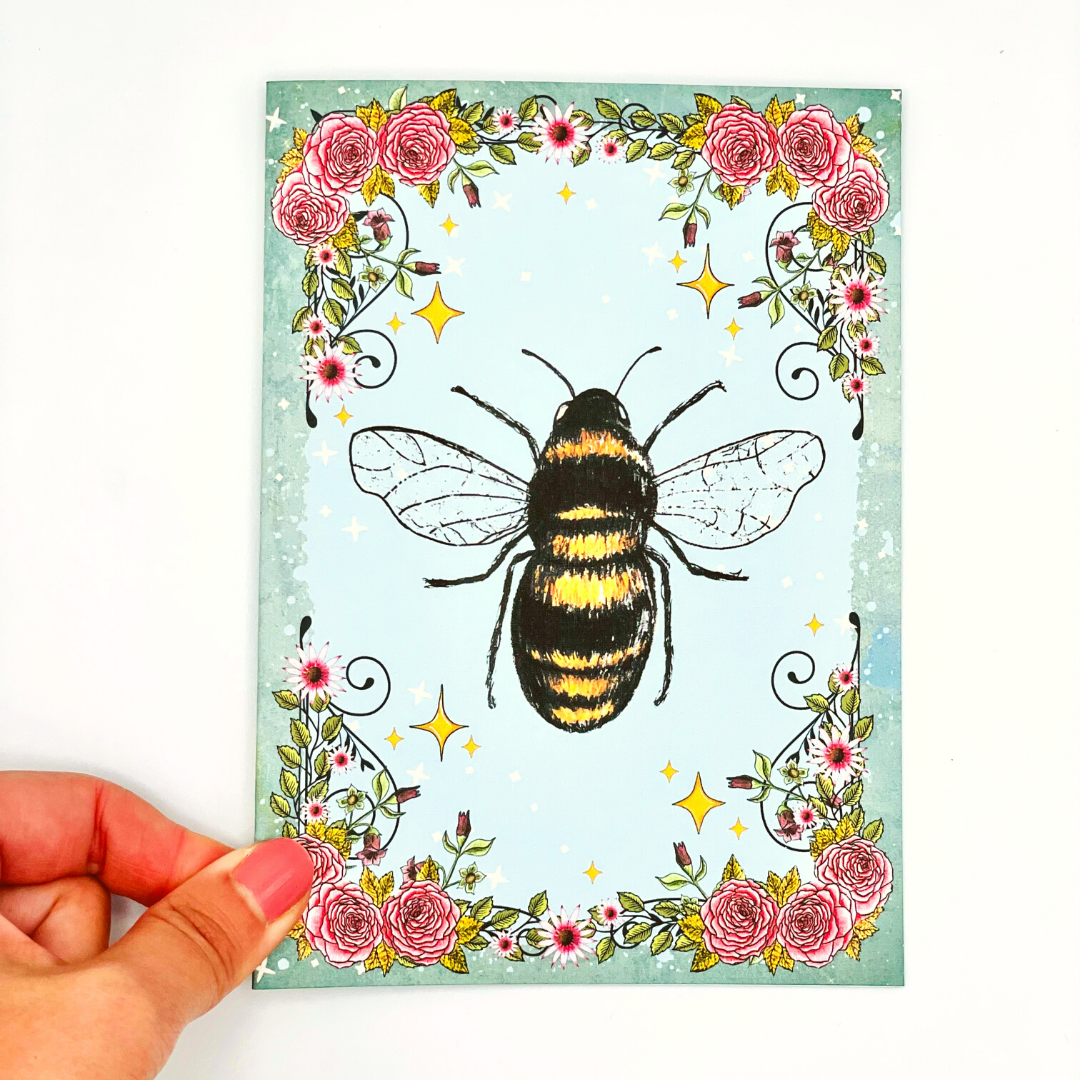 Blue Bee Blank Greeting Card