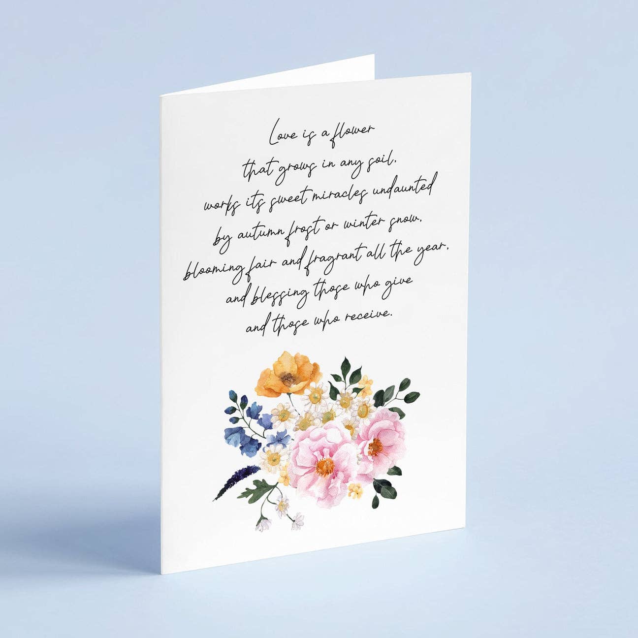 'Love Is A Flower' Literary Quote Card