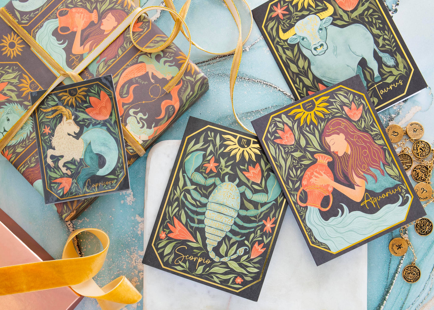 Zodiac Garden Astrology Wrapping Paper Roll