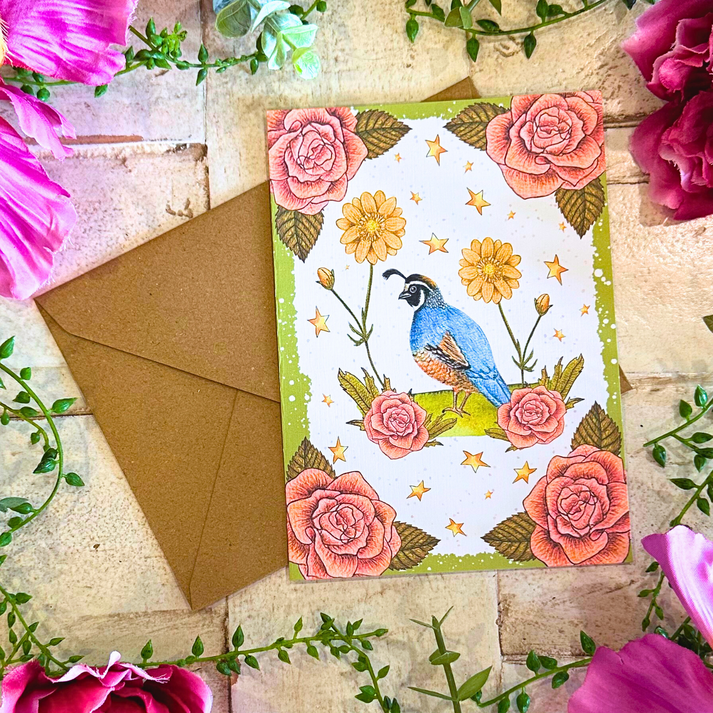 Elegant Valley Quail Card