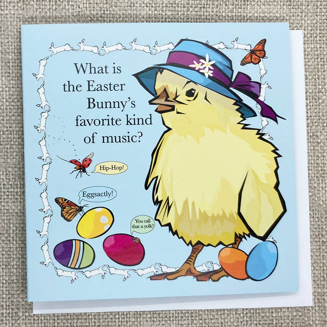 Easter Chick with Colored Eggs Holiday Easter Card