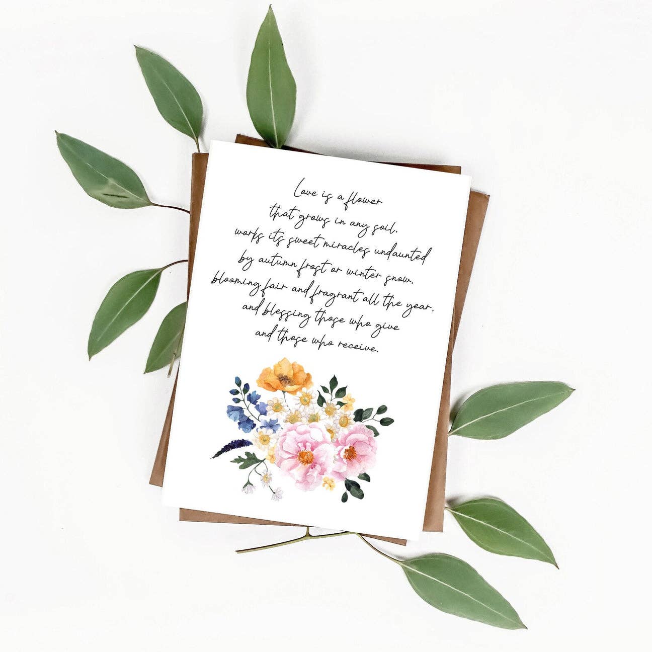 'Love Is A Flower' Literary Quote Card