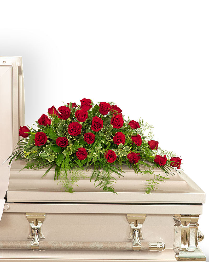 24 Red Roses Casket Spray