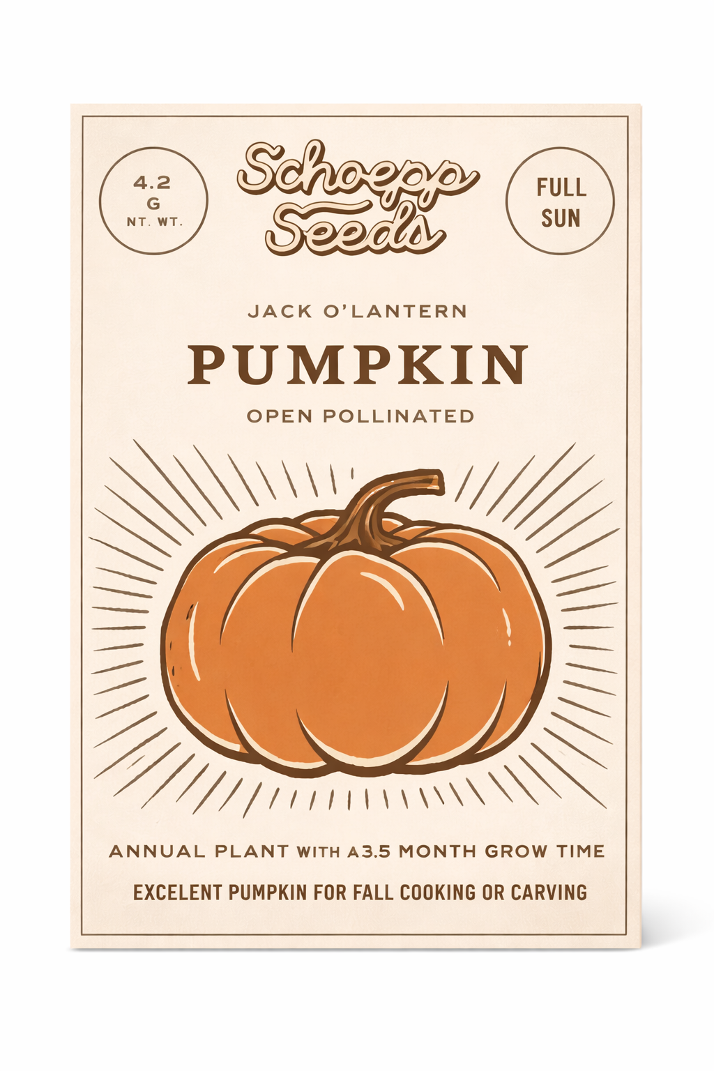 Heirloom Jack O' Lantern Pumpkin Garden Seed Packet