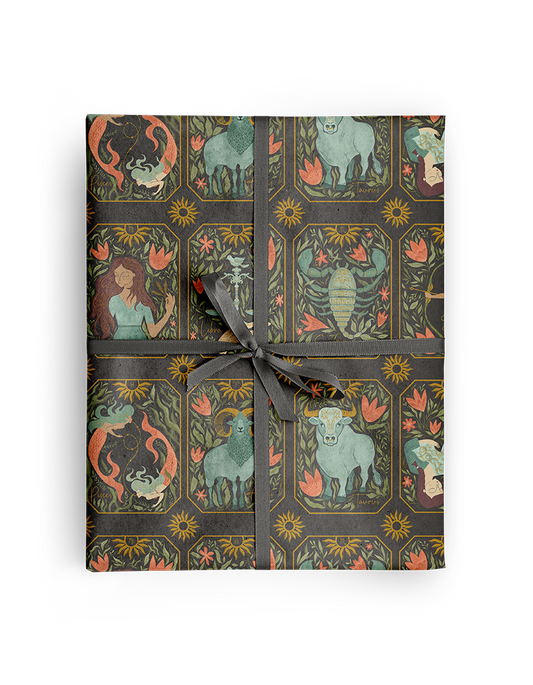 Zodiac Garden Astrology Wrapping Paper Rolls