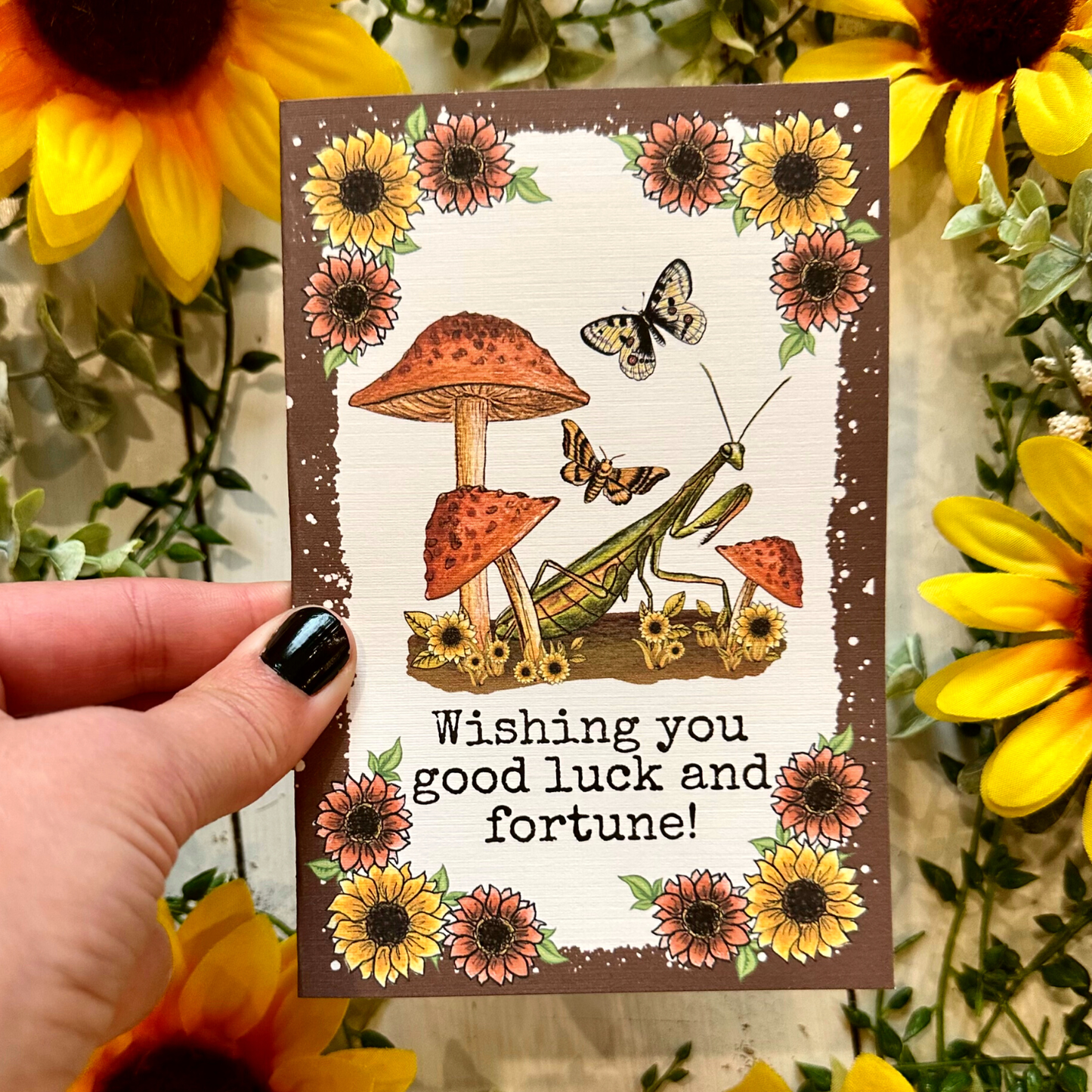 Mantis and Mushroom Card