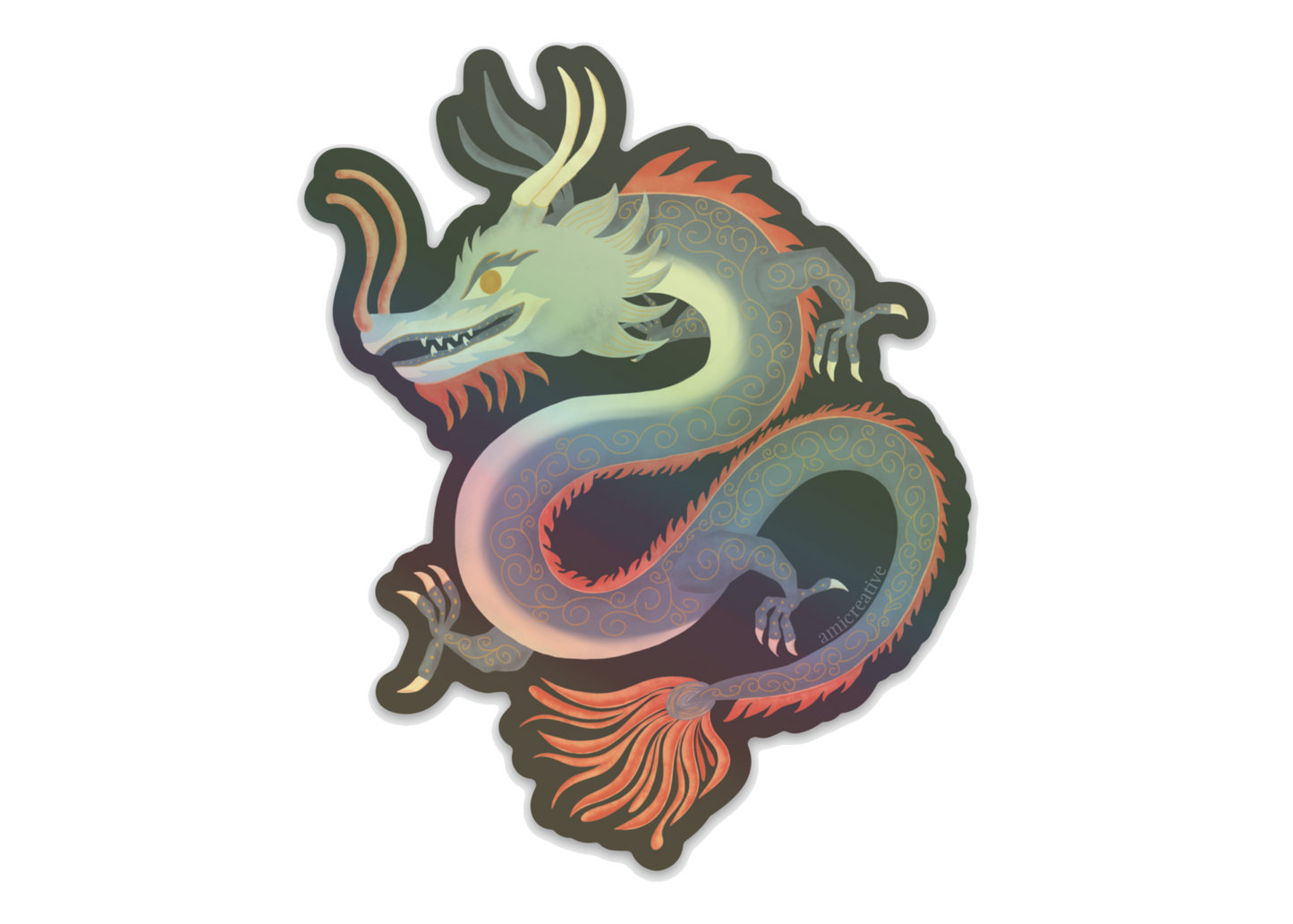 Dragon Holographic Vinyl Sticker