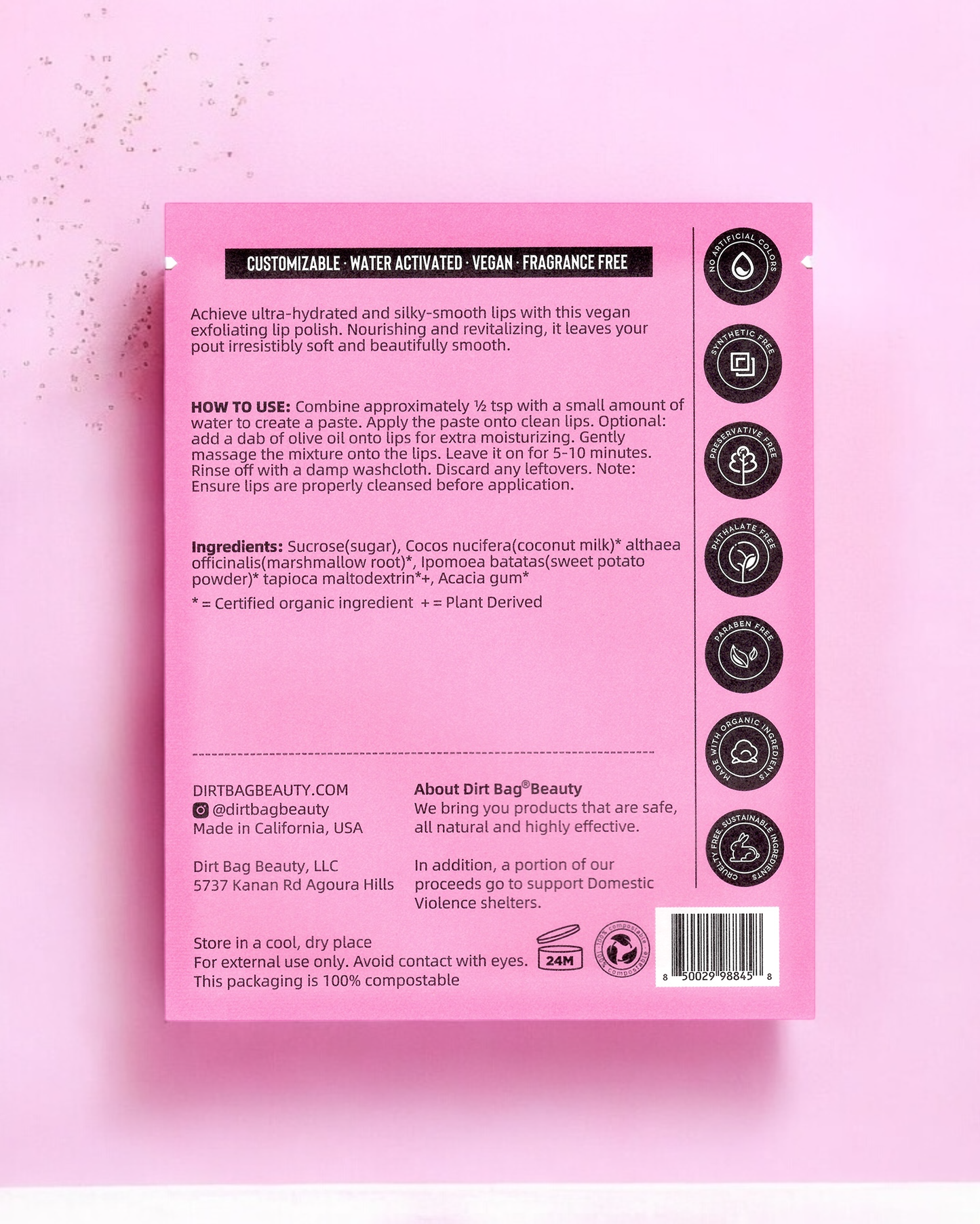 Organic Hydrating Vegan Powder Lip Mask + Polish 