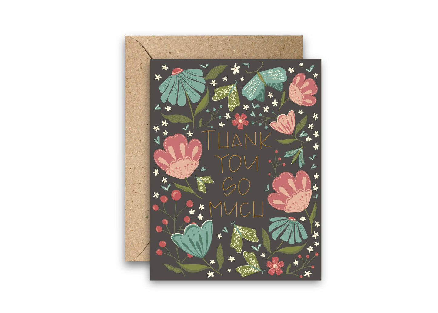 May Flowers Thank You Gold Foil Greeting Card