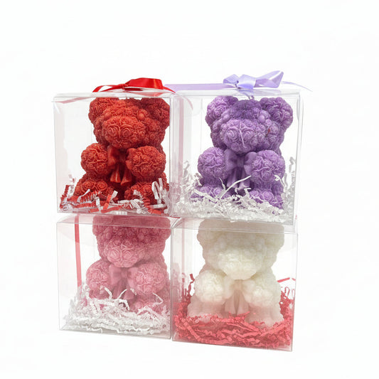 Rose Bud Teddy Bear Candle