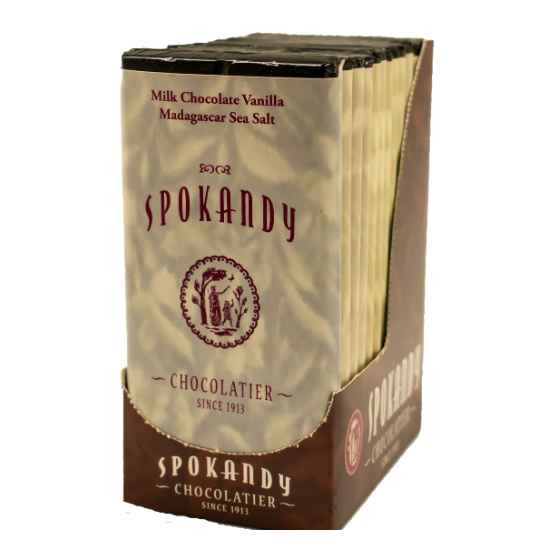 Spokandy Chocolatier - Madagascar Vanilla Sea Salt Milk Chocolate Bar