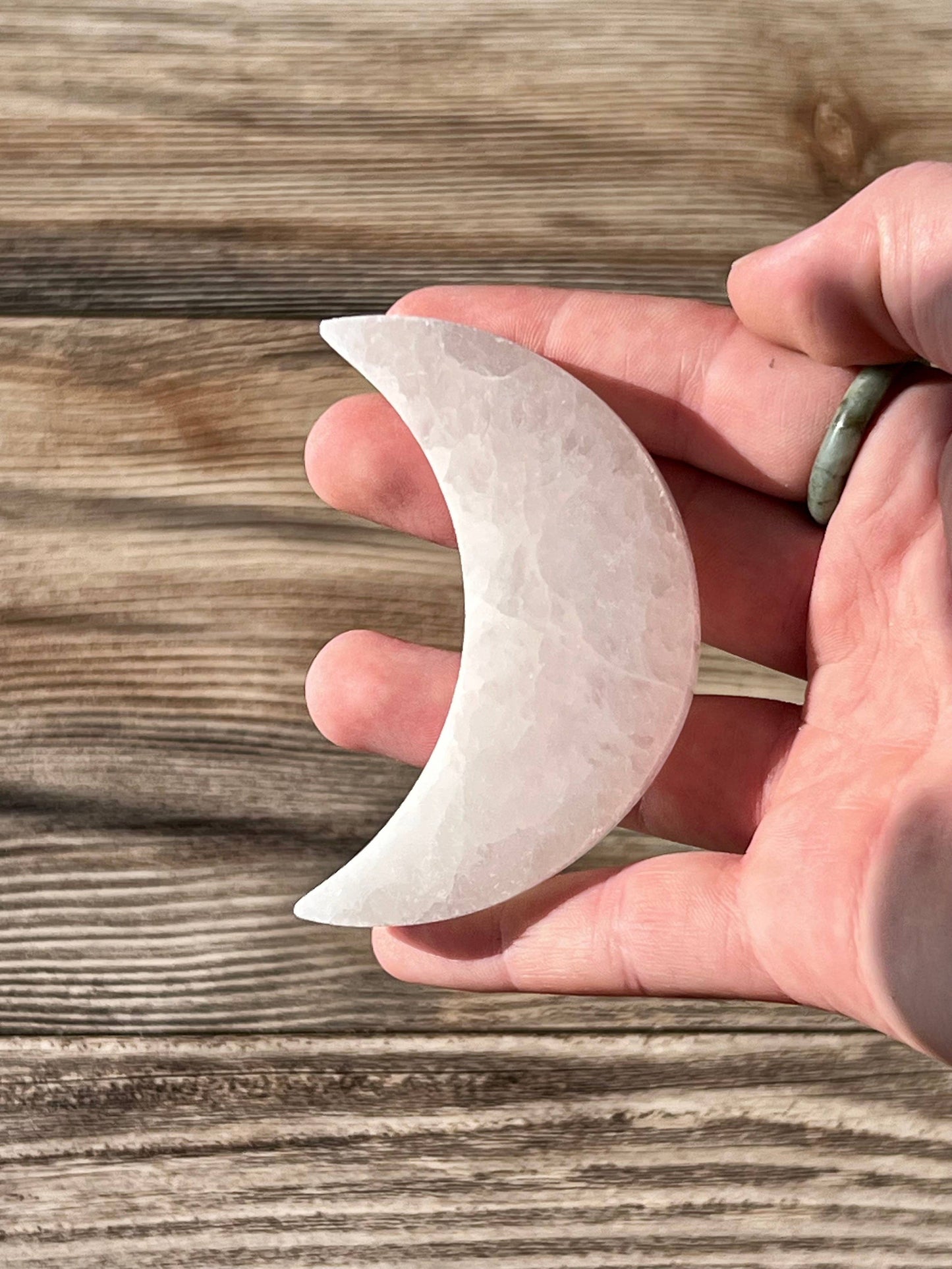 Selenite Moon Etched 7 Chakra Design