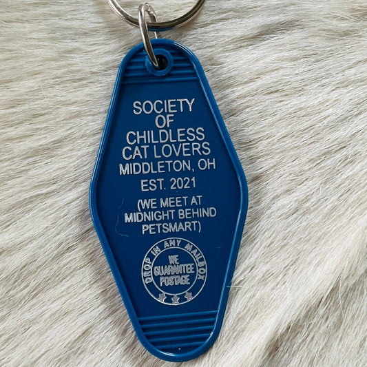 Society of Childless Cat Lovers Keychain