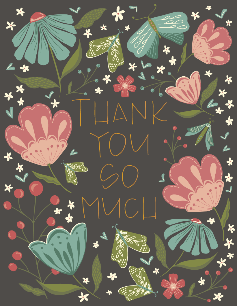 May Flowers Thank You Gold Foil Greeting Card