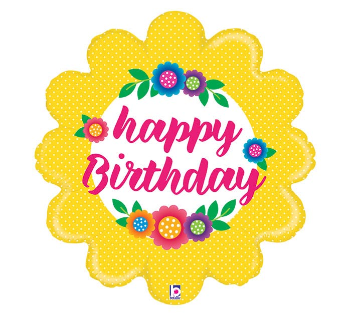 XL Yellow Flower Happy Birthday Mylar