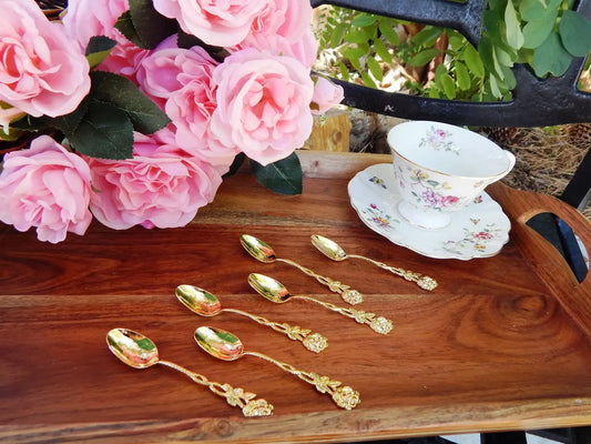 Gold Plated Spoon with Rose Handle