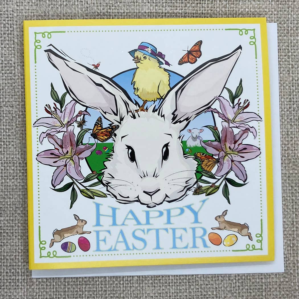 Happy Easter Bunny and Chick Card