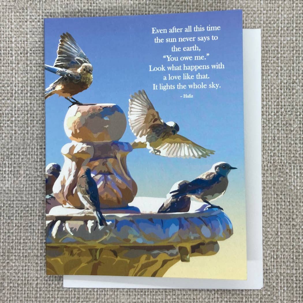 Friendship and Love Birds at a Fountain Card