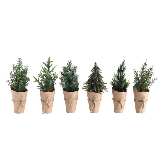 Faux Potted Mini Evergreen Trees