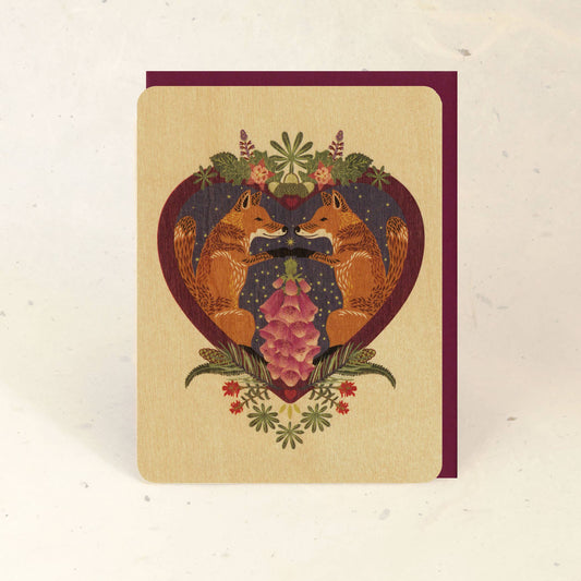 Fox Heart Wood Greeting Card