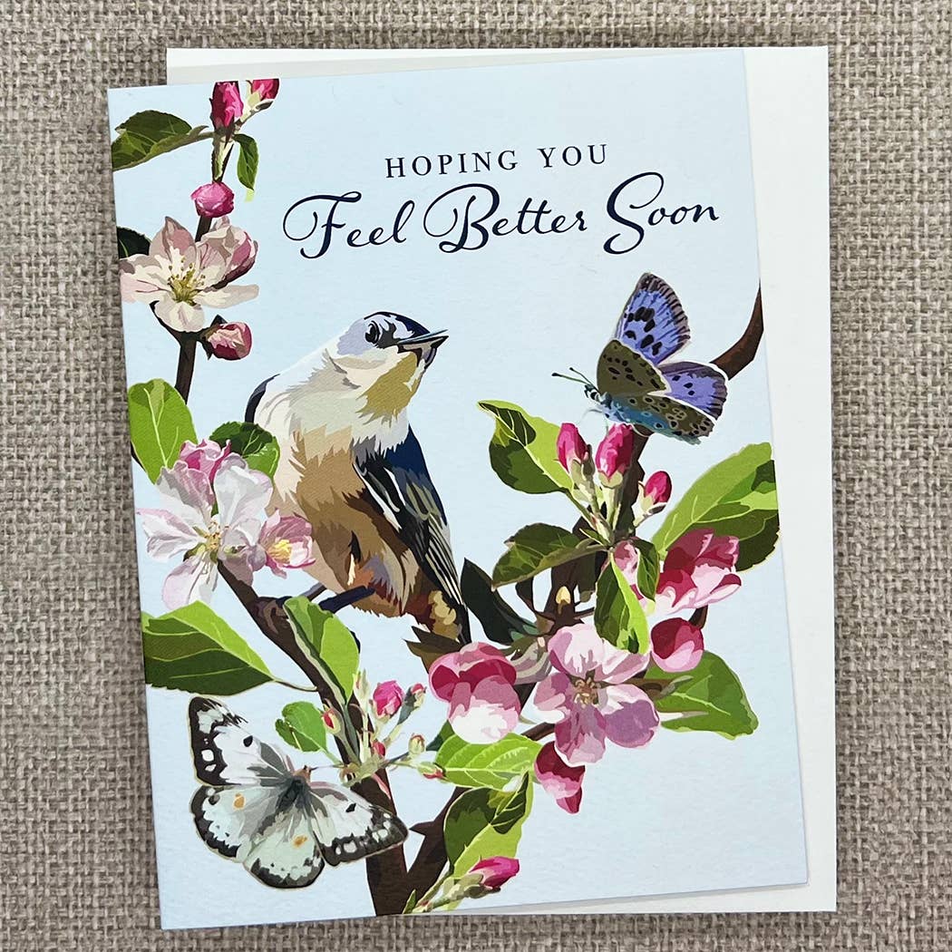 Bird and Blossoms Feel Better Soon Card