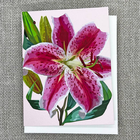 Stargazer Pink Lily Botanical Card