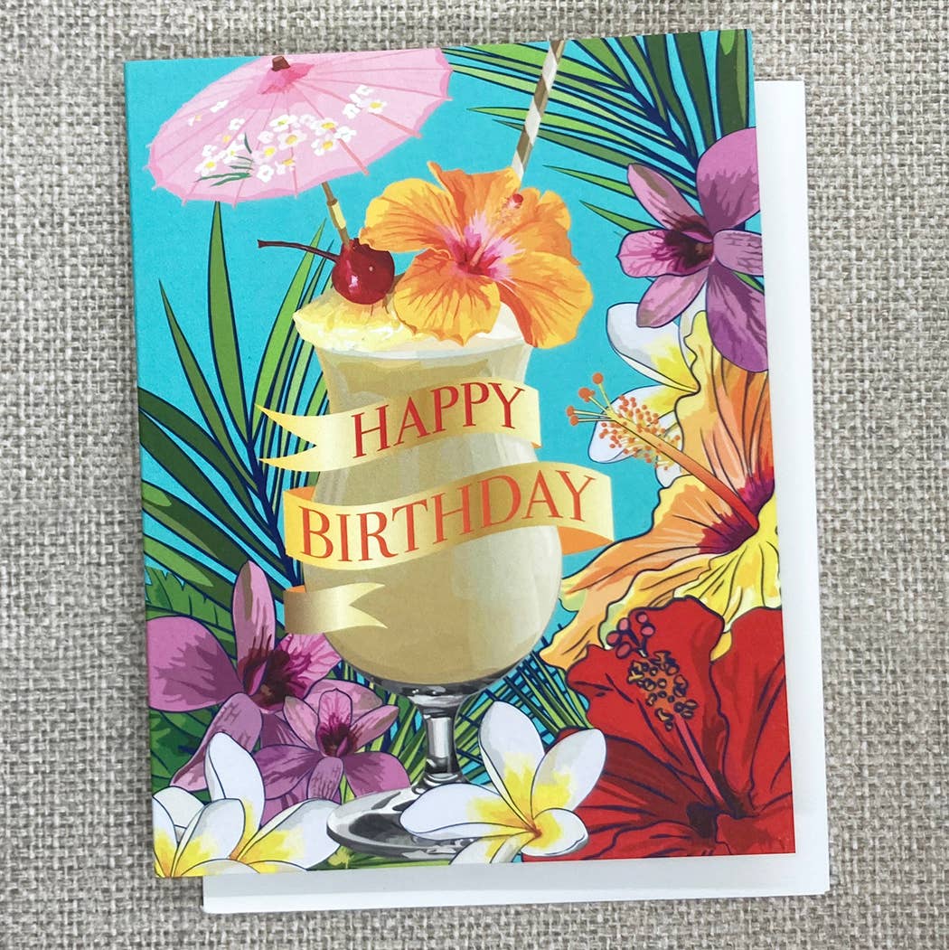 Tropical Birthday Card Pina Colada