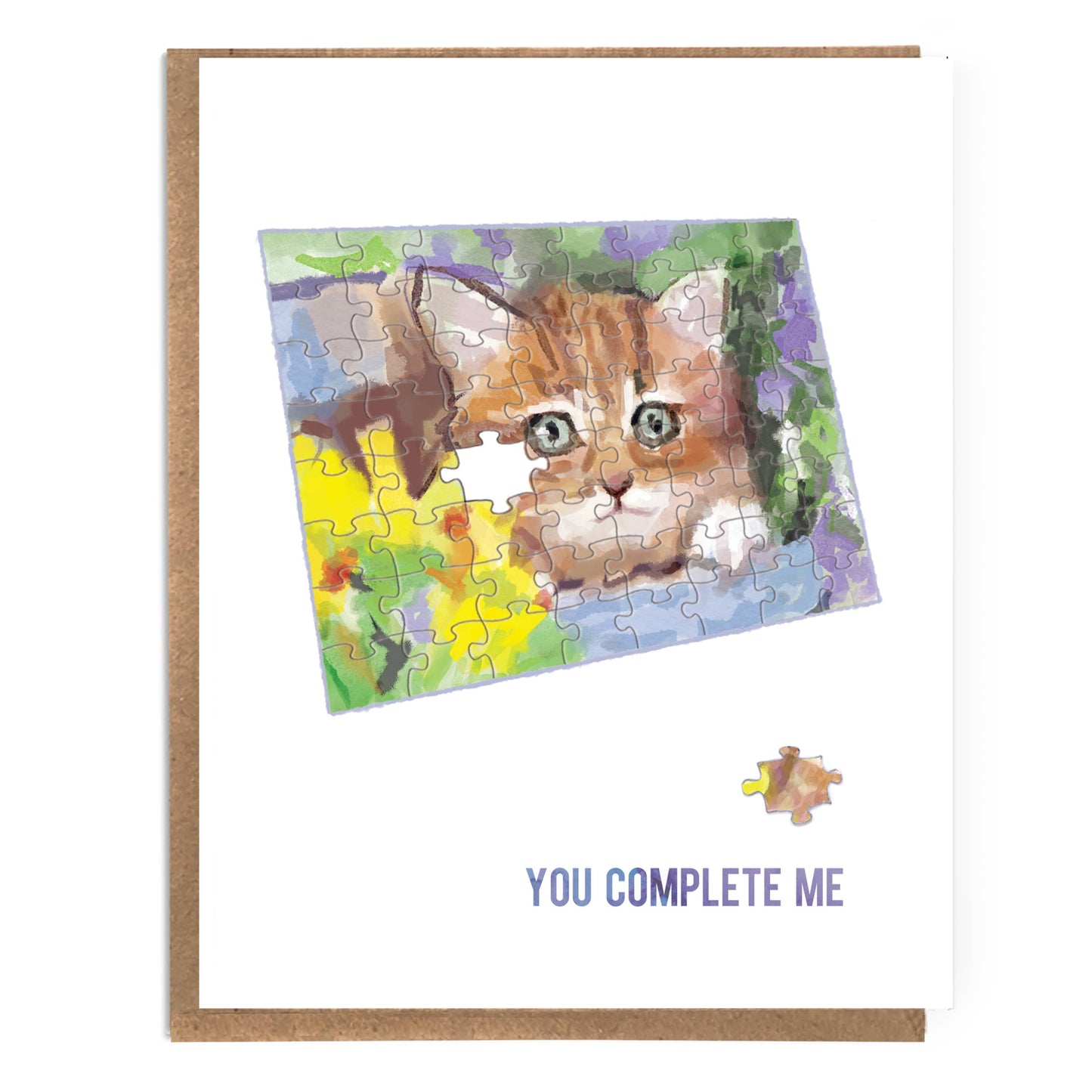 You Complete Me Puzzle Cat Card